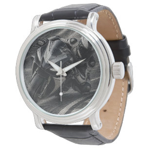 Monochrome Racing Motorcycle – 3D Micro Mosaic Watch