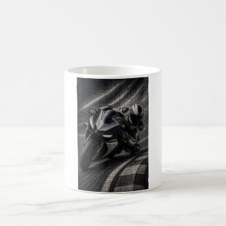 Monochrome Racing Superbike Mosaic Art Mug