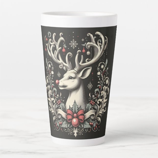 Monochrome Reindeer Latte Mug (Front)