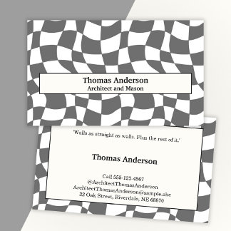 Monochrome, Shaken Pattern in Gray, Architect Business Card