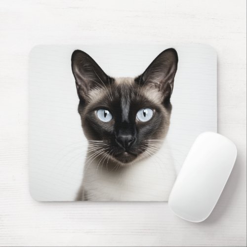 Monochrome Siamese Cat Love Mouse Pad