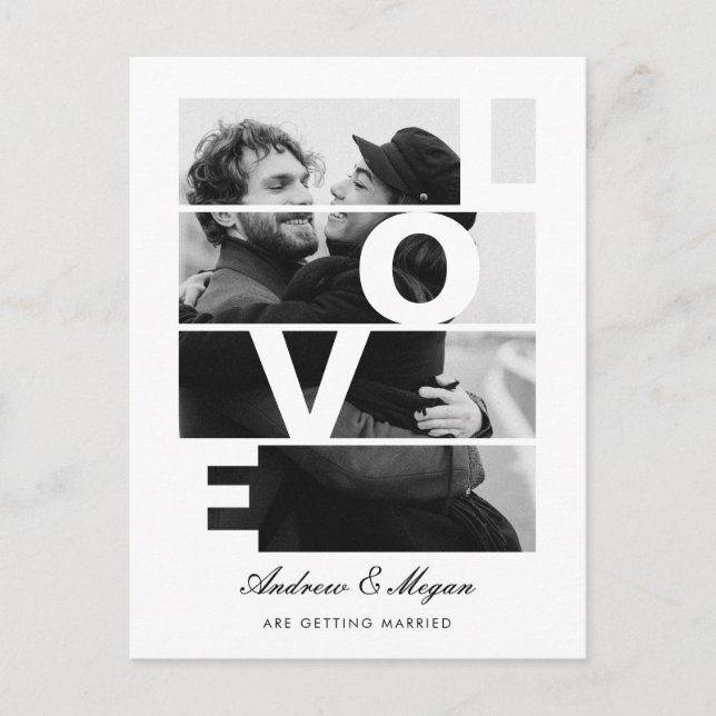 Monochrome Simple Elegant Love Photo wedding Postcard (Front)