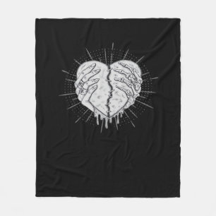 Monochrome Skeleton Hand With Heart Classic Fleece Blanket