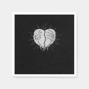 Monochrome Skeleton Hand With Heart Classic Napkins