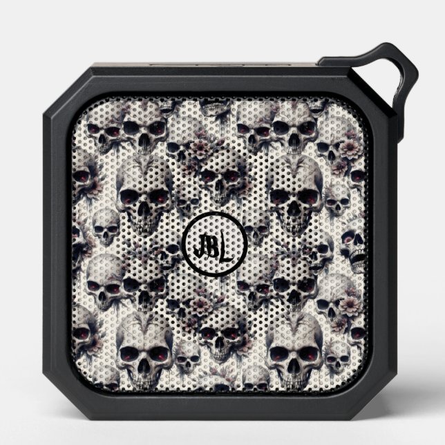 Monochrome Skulls Bluetooth Speaker (Front)
