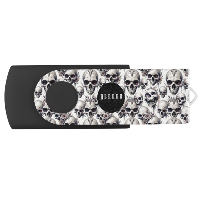 Monochrome Skulls Flash Drive (Front)