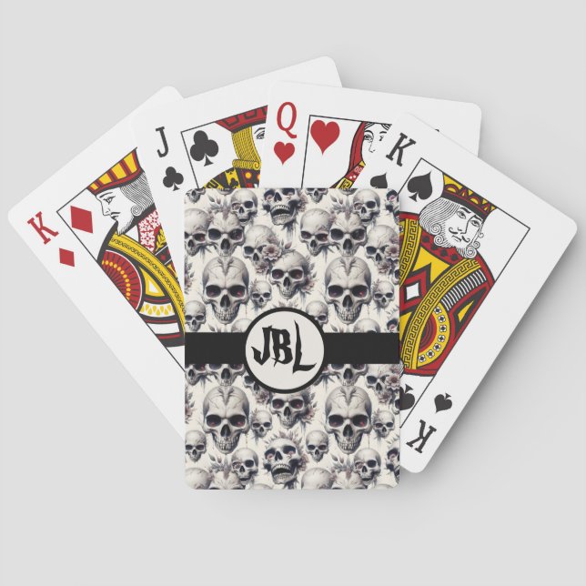 Monochrome Skulls Poker Cards (Back)