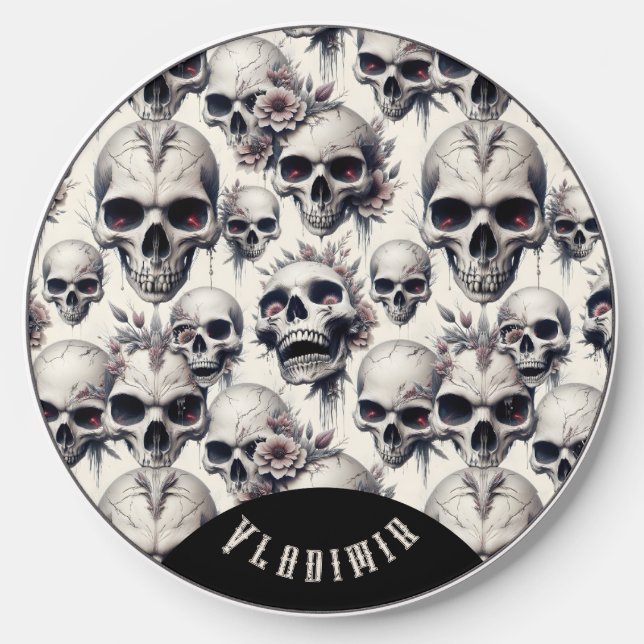 Monochrome Skulls Wireless Charger (Front)