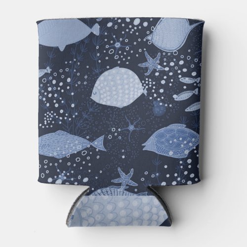 Monochrome sleeping fishes dark pattern can cooler