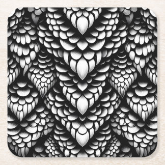 Monochrome Snake Scale Paper Coasters  More Shapes
