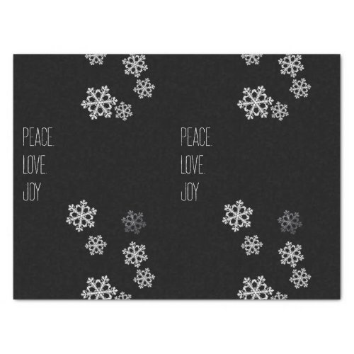 Monochrome Snowflake Christmas Pattern with Script Tissue Paper