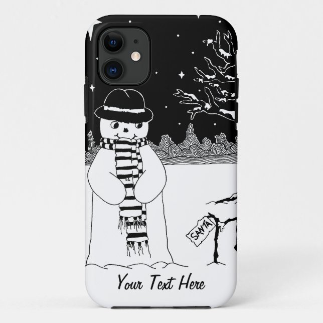monochrome snowman picture for christmas Case-Mate iPhone case (Back)