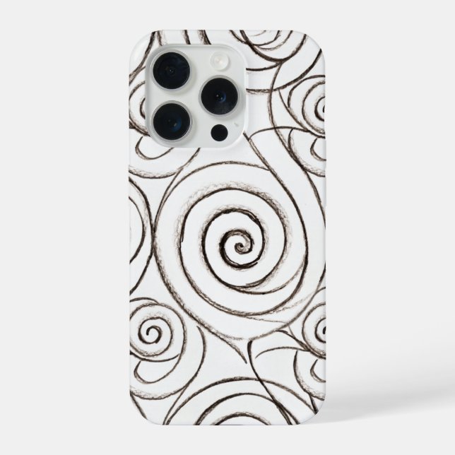 Monochrome Spiral Tessellation Optical Illusion iPhone Case (Back)
