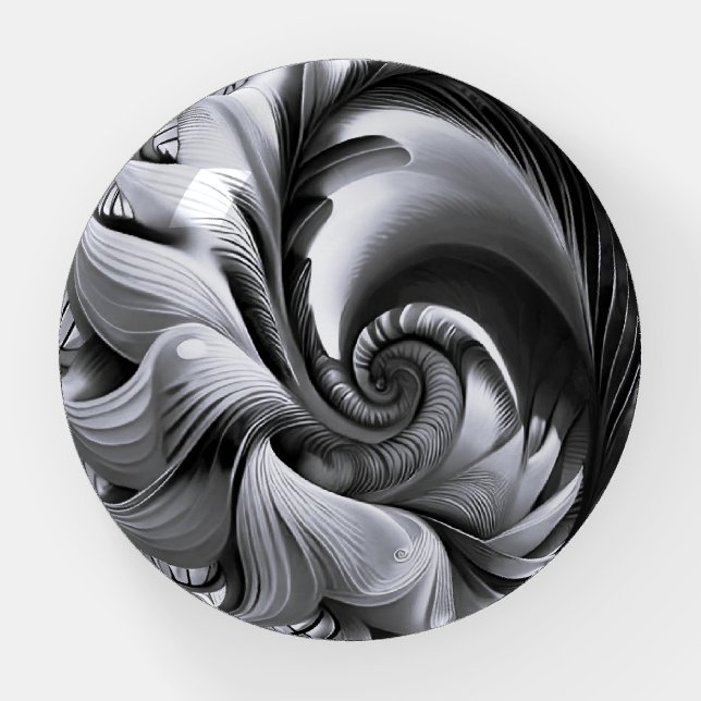 Monochrome Spiral Whirl  Paperweight (Front)