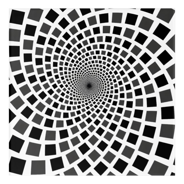 Monochrome Square Vortex Acrylic Print (Front)