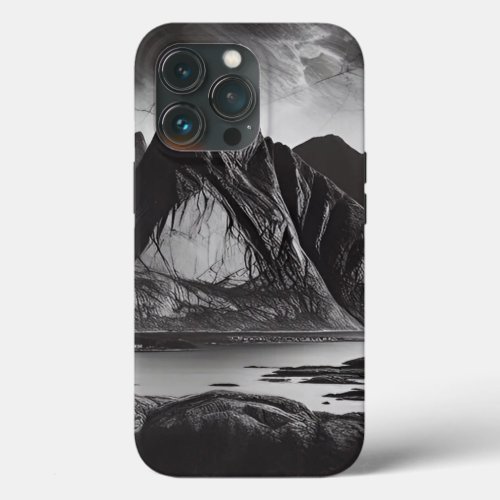 Monochrome Stone Wall with Rough Mountain Texture iPhone 13 Pro Case
