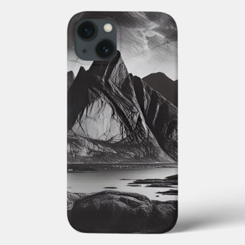 Monochrome Stone Wall with Rough Mountain Texture iPhone 13 Case