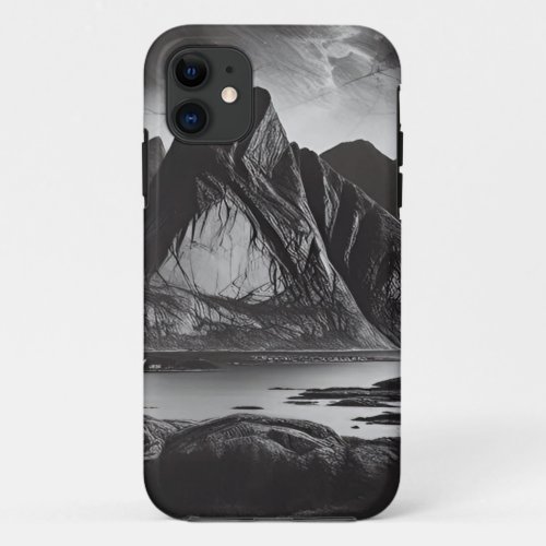 Monochrome Stone Wall with Rough Mountain Texture iPhone 11 Case