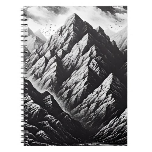 Monochrome Stone Wall with Rough Mountain Texture Notebook