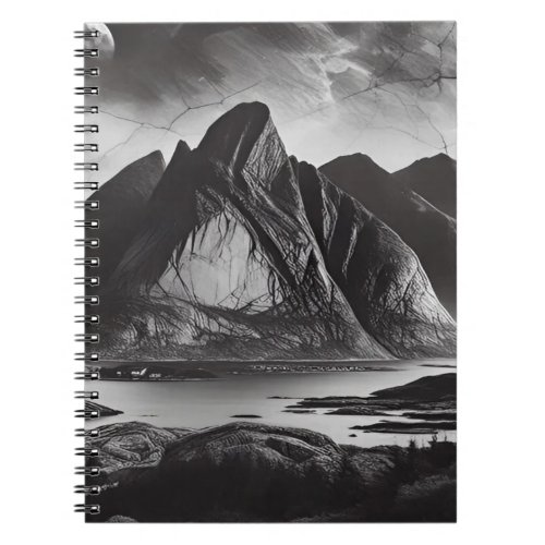 Monochrome Stone Wall with Rough Mountain Texture Notebook