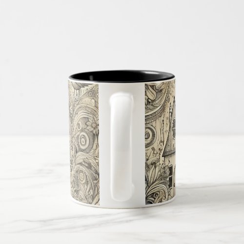 Monochrome Surrealism Collection 3 Two_Tone Coffee Mug