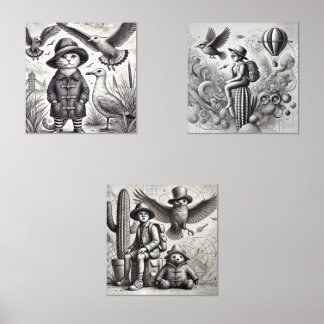 "Monochrome Surrealism Collection" Wall Art Sets