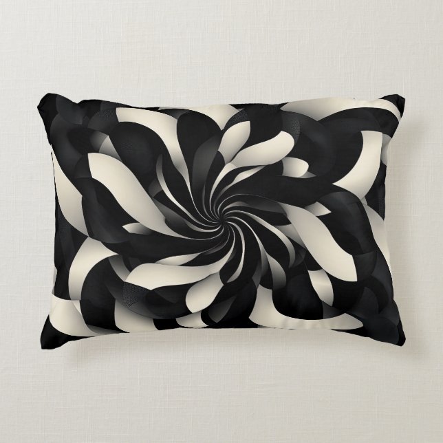 Monochrome Swirl of Elegance Accent Pillow (Front)