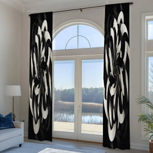 Monochrome Swirl of Elegance Blackout Curtains