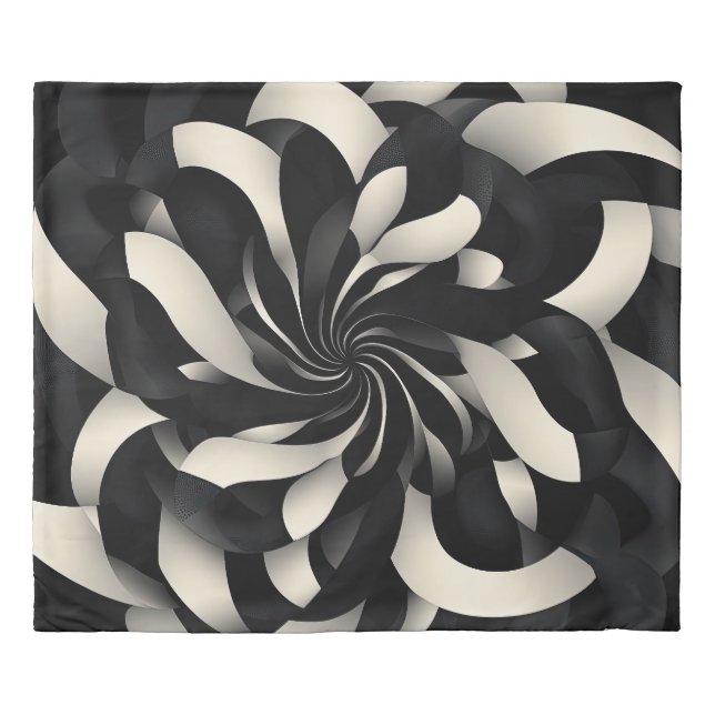 Monochrome Swirl of Elegance Duvet Cover (Front)