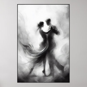 Monochrome Tango Embrace in Motion Poster