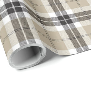 Monochrome Tartan Plaid Scottish Pattern Wrapping Paper