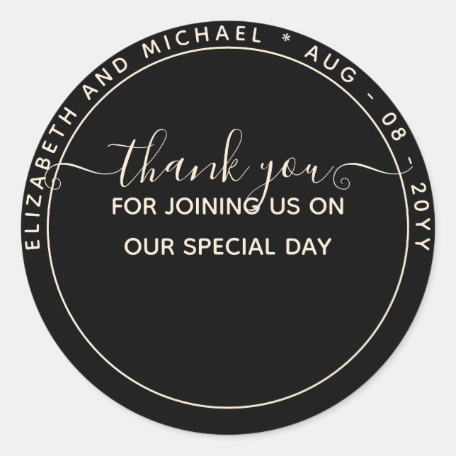 Monochrome Thank You Favor Labels (Front)