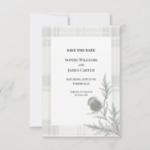 Monochrome Thistle Wedding Save The Date