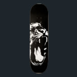 Monochrome Tiger Skateboard Deck<br><div class="desc">black and white roaring tiger graphic skateboard deck</div>