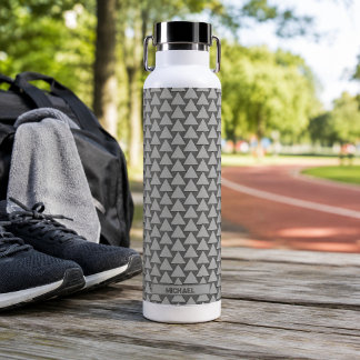 Monochrome Triangle Mosaic Custom Nam Water Bottle