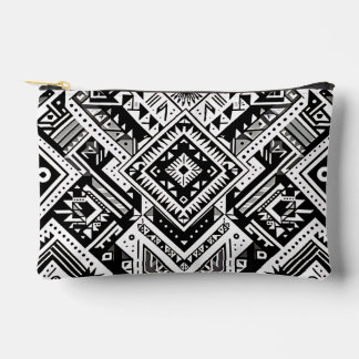 Monochrome Tribal- Bold Symmetry in Black Accessory Pouch