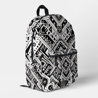 Monochrome Tribal- Bold Symmetry in Black Printed Backpack