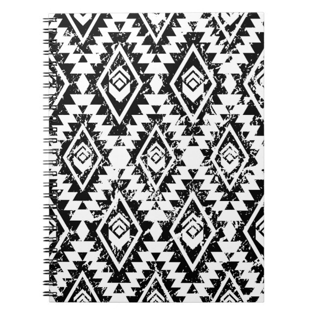 Monochrome tribal ethnic seamless pattern notebook (Front)