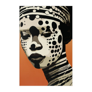 Monochrome Tribal Woman Portrait Art