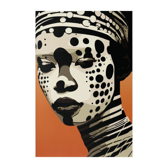 Monochrome Tribal Woman Portrait Art (Front)
