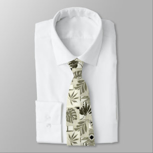 Monochrome tropical pattern. neck tie