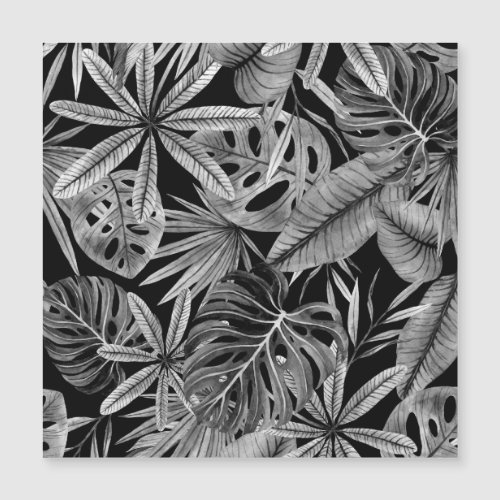 Monochrome Tropical Watercolor Leaves Texture