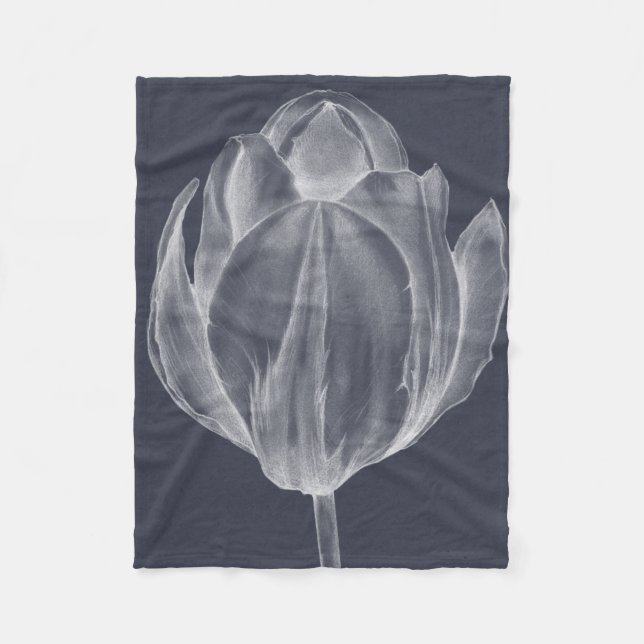 Monochrome Tulip I Fleece Blanket (Front)