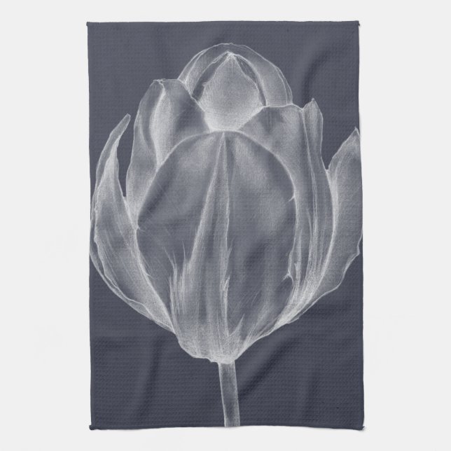 Monochrome Tulip I Towel (Vertical)