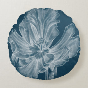 Monochrome Tulip II Round Pillow