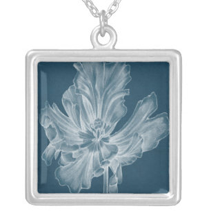 Monochrome Tulip II Silver Plated Necklace