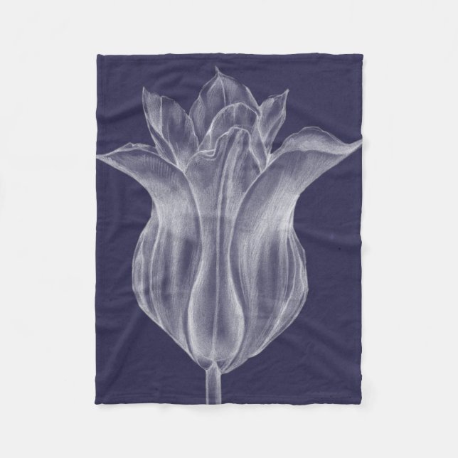 Monochrome Tulip III Fleece Blanket (Front)