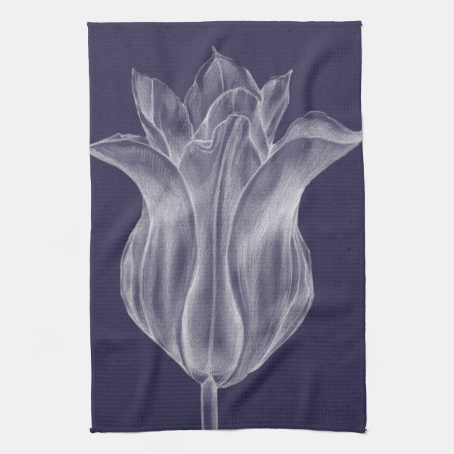 Monochrome Tulip III Kitchen Towel (Vertical)