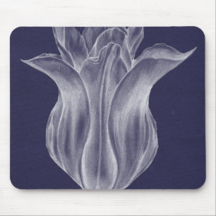 Monochrome Tulip III Mouse Pad
