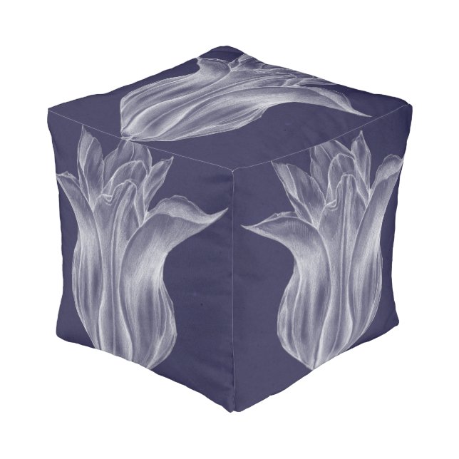 Monochrome Tulip III Pouf (Angled Front)
